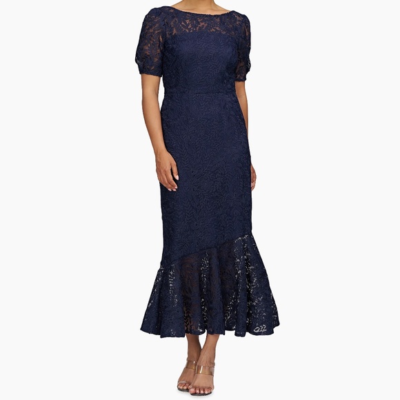 Kay Unger - Portia Floral Lace Midi-Dress - Picture 1 of 13